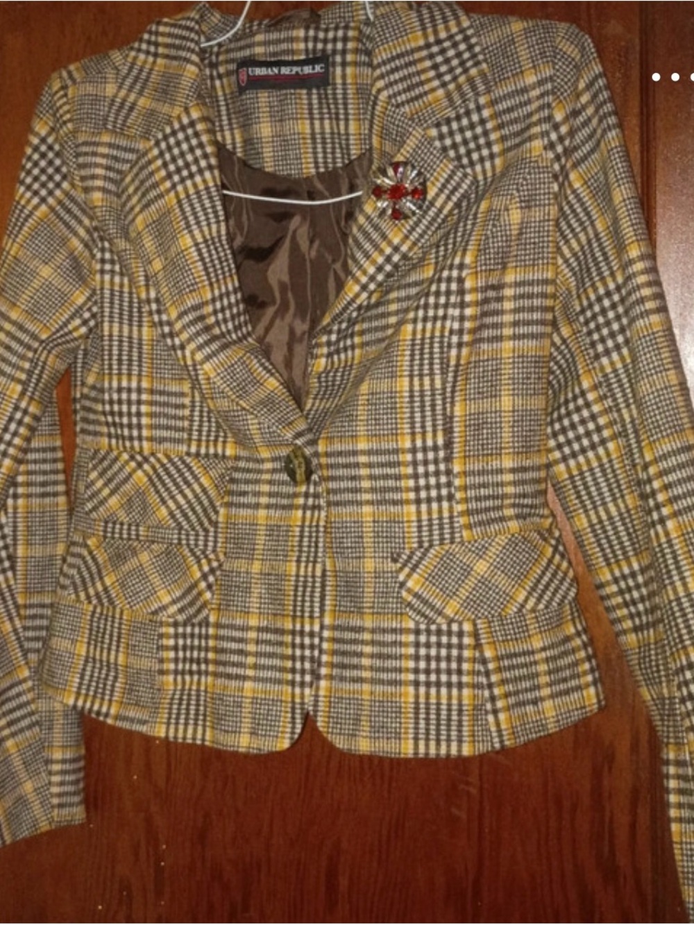 Urban Republic Yellow Gray Plaid Blazer